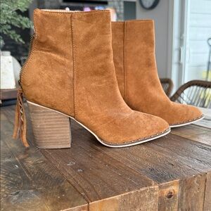 BEAST FASHION Tan Suede Heeled Boots